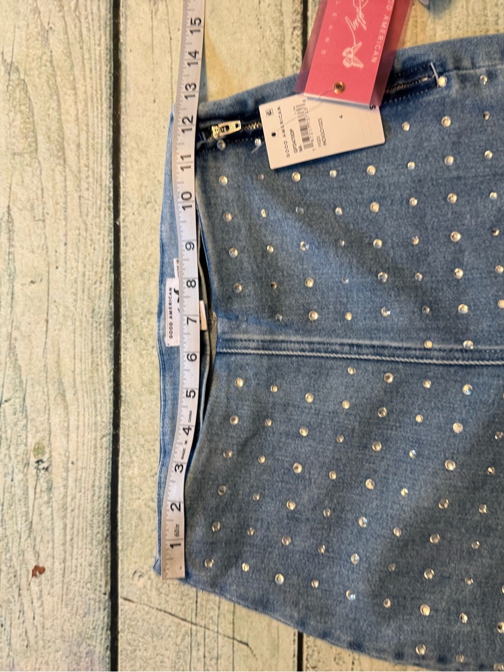 NWT Good American Dolly Crystal Denim Pants. "Jolean's Jeans" 4/27 - Picture 8 of 12